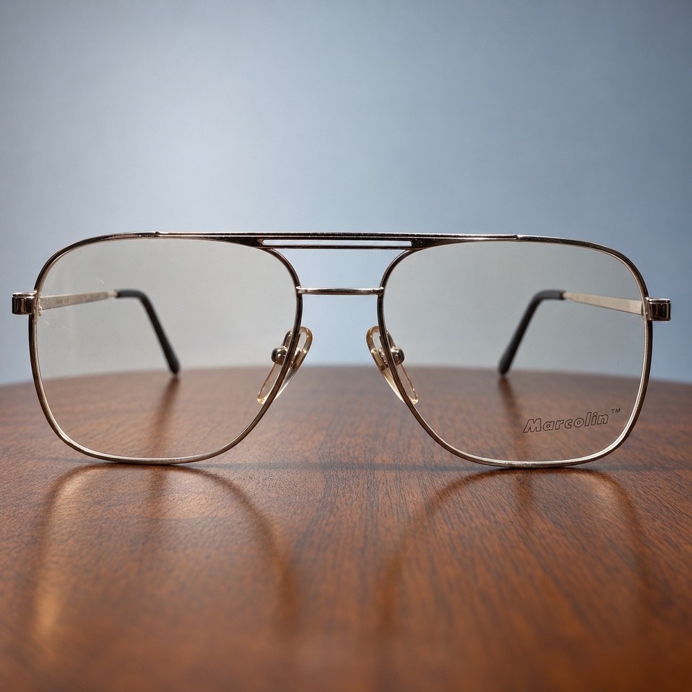 Marcolin 981-DA Aviator Eyeglasses Metal Frame Italy Vintage 80s Silver Mens